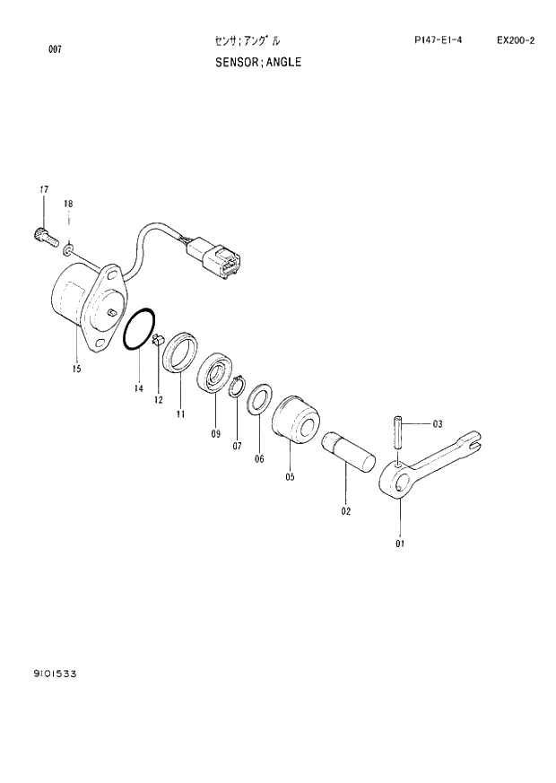 Схема запчастей Hitachi EX200-2 - 007 ANGEL SENSOR (060001 -). 01 PUMP