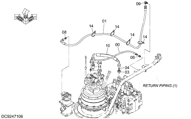 Схема запчастей Hitachi ZX240-5G - 005 DRAIN PIPING 04 HYDRAULIC PIPING