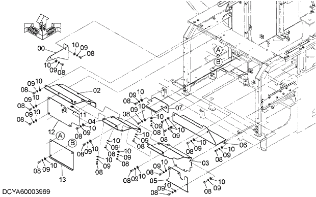 Схема запчастей Hitachi ZX470R-5G - 012 COVER (4) 01 FRAME,COVER