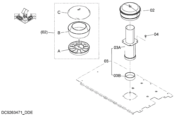 Схема запчастей Hitachi ZX350H-5G - 012 PRE-CLEANER 02 ENGINE