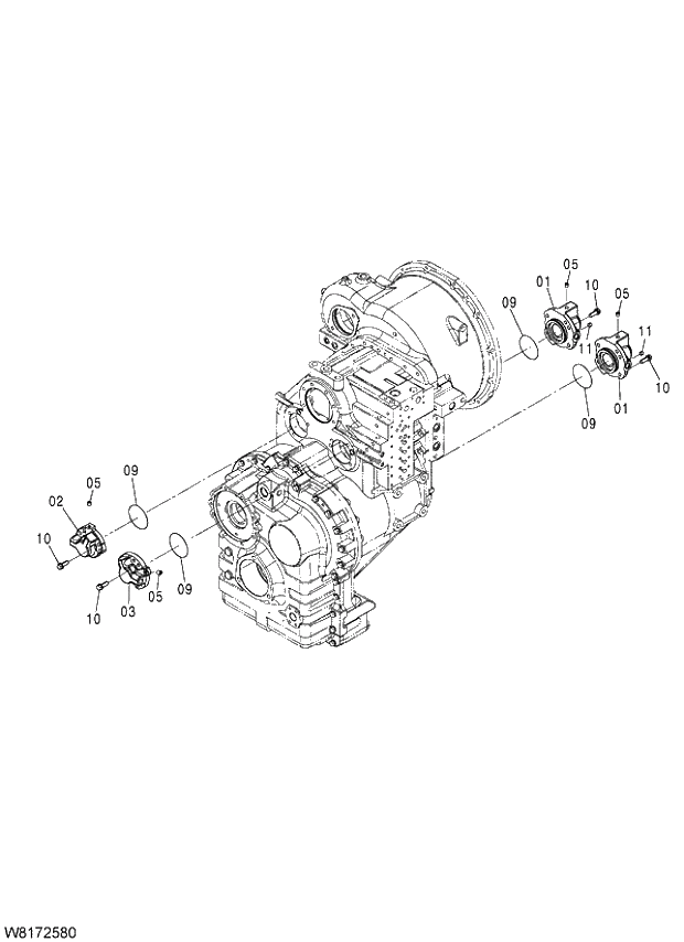 Схема запчастей Hitachi ZW310A - 006 TRANSMISSION(6-22). 05 POWER TRAIN