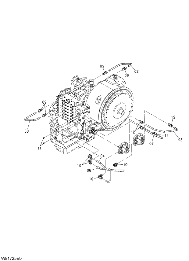 Схема запчастей Hitachi ZW310A - 012 TRANSMISSION(12-22). 05 POWER TRAIN