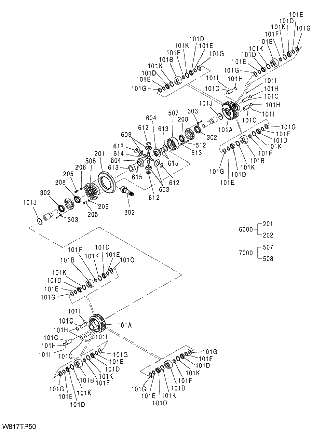 Схема запчастей Hitachi ZW310 - 034 AXLE ASSY(F)(3-4)(TPD). 05 POWER TRAIN