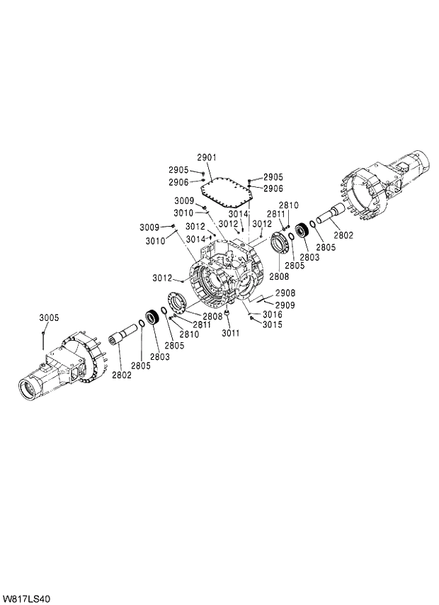 Схема запчастей Hitachi ZW310 - 041 AXLE ASSY(F)(2-4)(LSD). 05 POWER TRAIN