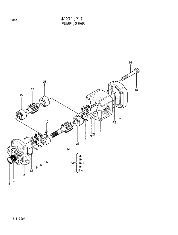Схема запчастей Hitachi EX370-5 - 007 GEAR PUMP 01 PUMP