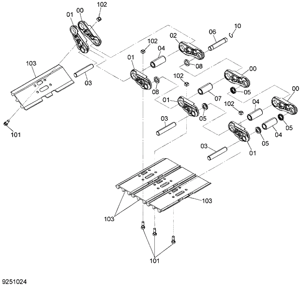 Схема запчастей Hitachi ZX330LC-3G - 016_1 TRACK-LINK LC. 02 UNDERCARRIAGE