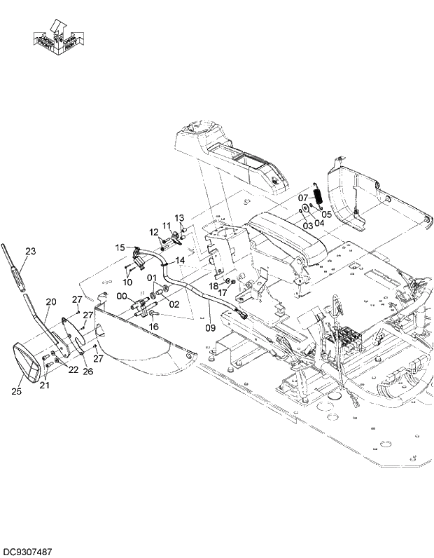 Схема запчастей Hitachi ZX210K-5G - 007 LOCK LEVER 09 FLOOR PARTS