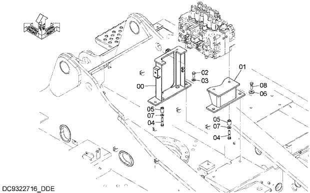 Схема запчастей Hitachi ZX350LCK-5G - 004 CONTROL VALVE SUPPORT 03 HYDRAULIC SYSTEM
