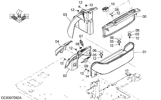 Схема запчастей Hitachi ZX250K-5G - 014 REAR BOX 09 FLOOR PARTS