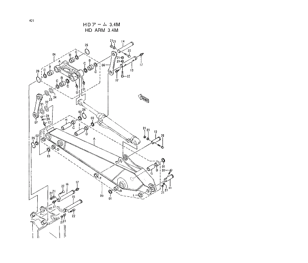 Схема запчастей Hitachi EX450H-5 - 421 HD ARM 3.4M 03 BACKHOE ATTACHMENTS