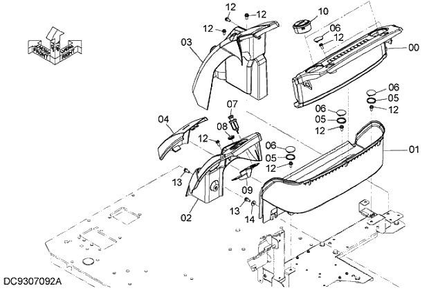 Схема запчастей Hitachi ZX280LC-5G - 014 REAR BOX 09 FLOOR PARTS
