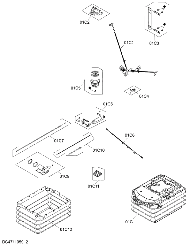 Схема запчастей Hitachi ZX280-5G - 026 AIR-SUSPENSION SEAT (WITH HEATER)(2) 09 FLOOR PARTS