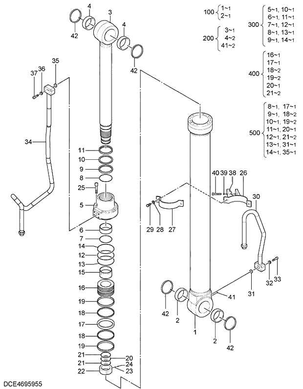 Схема запчастей Hitachi ZX330-5G - 001 CYL.; BOOM (R). 05 CYLINDER