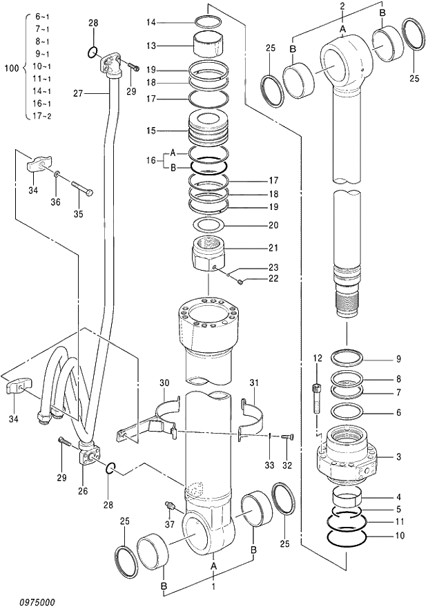 Схема запчастей Hitachi ZX350H-5G - 002 CYL.; BOOM (R). 05 CYLINDER