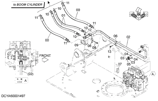 Схема запчастей Hitachi ZX280-5G - 001 MAIN PIPING (1) 05 HYDRAULIC PIPING (MAIN)