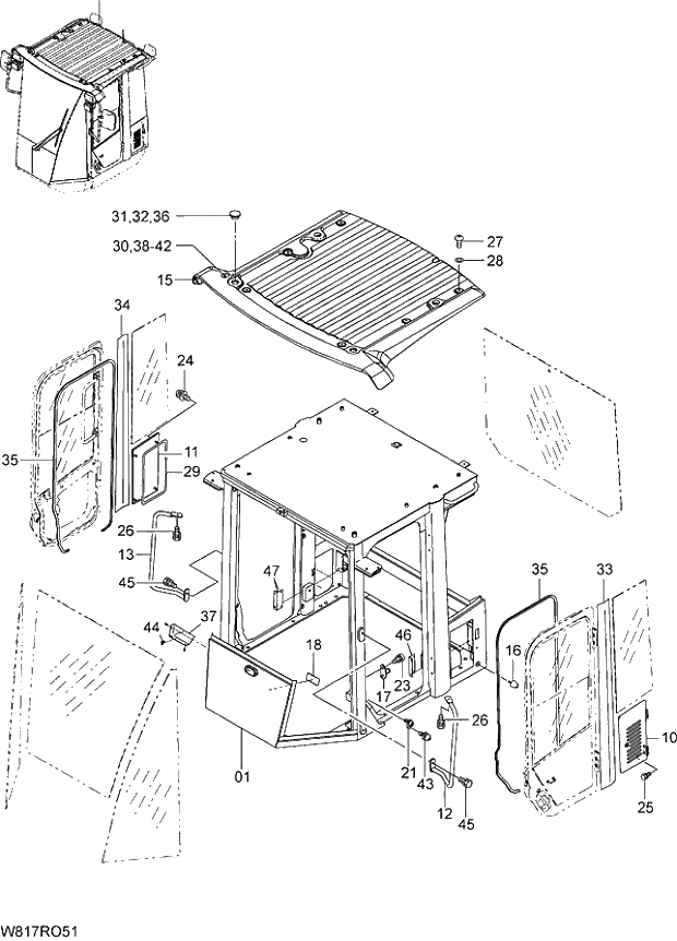 Схема запчастей Hitachi ZW310A - 004 CAB(1)(GPS SPEC.)(H3J,HAJ,HEJ). 04 CAB