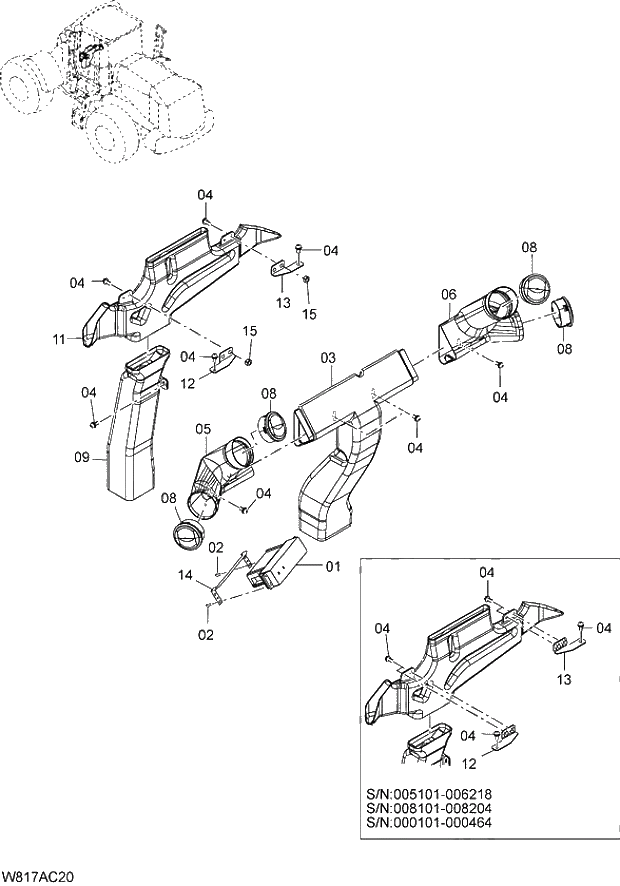 Схема запчастей Hitachi ZW310 - 031 AIR CONDITIONER(2)(AC400). 04 CAB