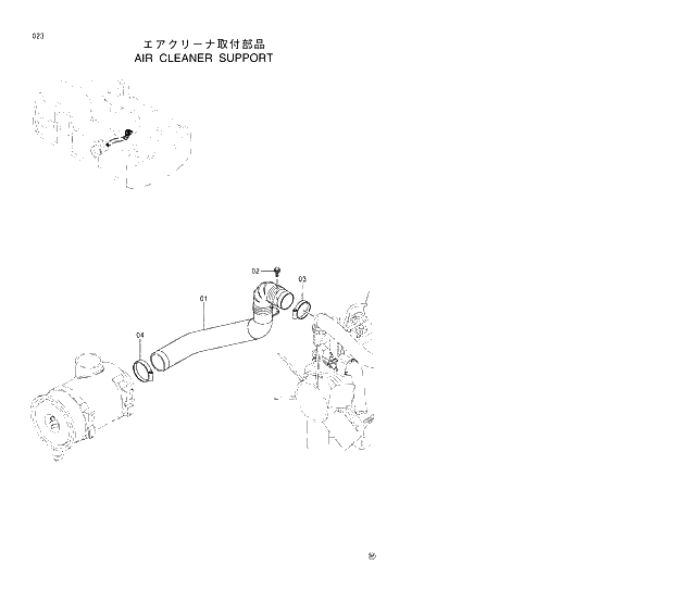 Схема запчастей Hitachi EX350LCK-5 - 023 AIR CLEANER SUPPORT 01 UPPERSTRUCTURE