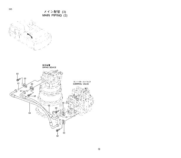 Схема запчастей Hitachi EX370HD-5 - 065 MAIN PIPINGS (3) 01 UPPERSTRUCTURE