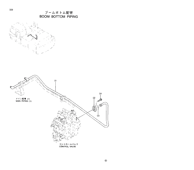 Схема запчастей Hitachi EX370HD-5 - 069 BOOM BOTTOM PIPINGS 01 UPPERSTRUCTURE