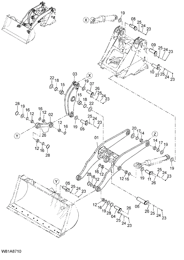 Схема запчастей Hitachi ZW250 - 213_LIFT ARM(SLA) (000101-004999, 005101-). 07 LOADER ATTACHMENT