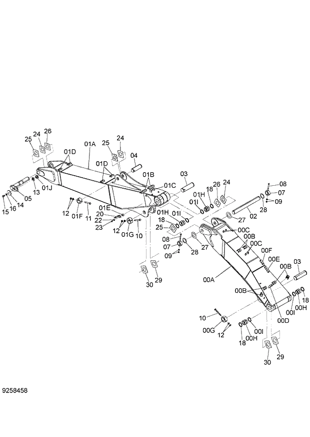 Схема запчастей Hitachi ZX140W-3 - 279 2P-BOOM ( CEB CED 002001-, CEA 020001-). 04 FRONT-END ATTACHMENTS(2P-BOOM)