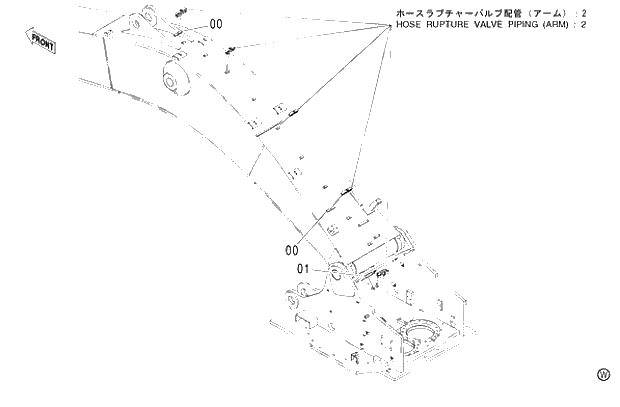 Схема запчастей Hitachi ZX460LCH - 032 HOSE RUPTURE VALVE PIPING (ARM)(3) (450,H,MT,MTH 010001-460 050001-). 03 BACKHOE ATTACHMENTS