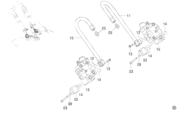 Схема запчастей Hitachi ZX450LC - 035 HOSE RUPTURE VALVE PIPING (BOOM)(2) (450,H,MT,MTH 010001-460 050001-). 03 BACKHOE ATTACHMENTS