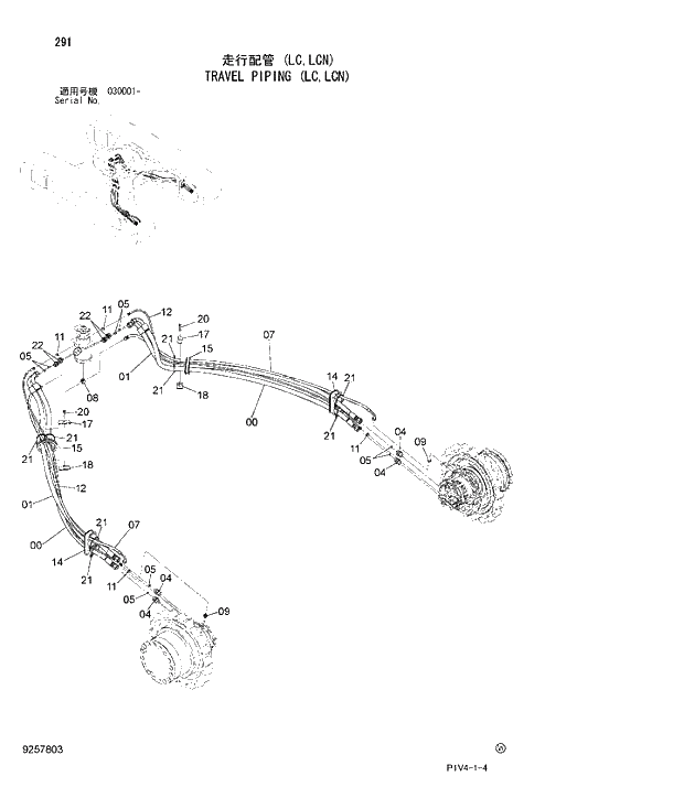 Схема запчастей Hitachi ZX280LC-3 - 291 TRAVEL PIPING. 02 UNDERCARRIAGE