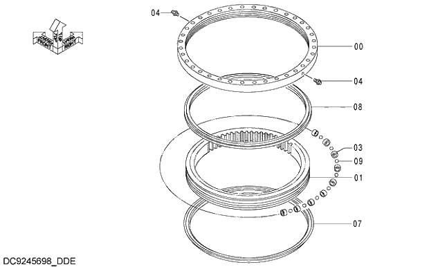 Схема запчастей Hitachi ZX350LCK-5G - 007 SWING BEARING 11 UNDERCARRIAGE