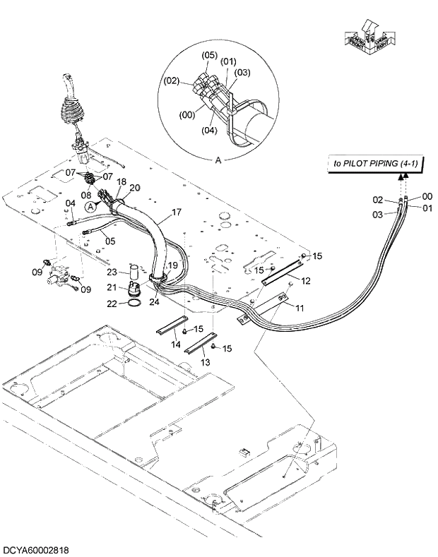 Схема запчастей Hitachi ZX280-5G - 009 PILOT PIPING (7) 06 HYDRAULIC PIPING (PILOT)