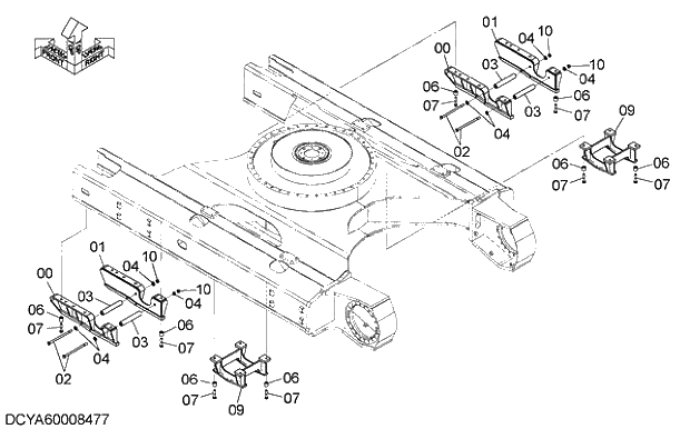Схема запчастей Hitachi ZX470LC-5G - 005 TRACK GUARD 13 UNDERCARRIAGE