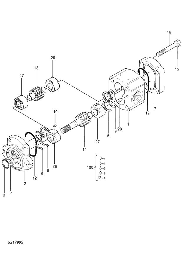 Схема запчастей Hitachi ZX850LC-3 - 005 PUMP GEAR (020001-). 01 PUMP