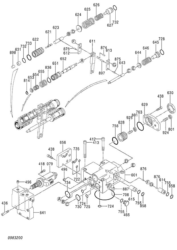 Схема запчастей Hitachi ZX870H-3 - 007 REGULATOR;PUMP (020001-). 01 PUMP