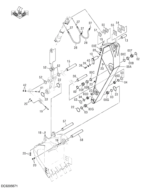 Схема запчастей Hitachi ZX350LCK-3G - 003 ARM 2.66m 03 FRONT-END ATTACHMENTS