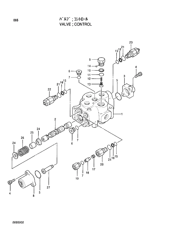 Схема запчастей Hitachi EX100-5 - 065 CONTROL VALVE VALVE