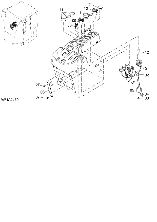 Схема запчастей Hitachi ZW250 - 140_ELECTRICAL PARTS(RIGHT CONSOLE) 6CH,HCH,HEH (005101-009999). 05 ELECTRICAL SYSTEM