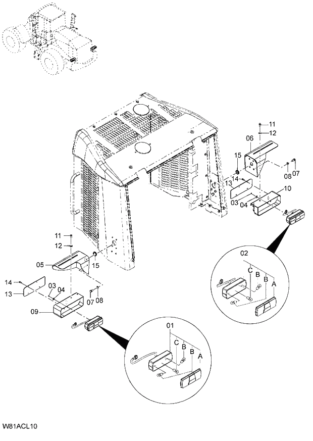 Схема запчастей Hitachi ZW250 - 145_REAR COMBINATION LAMP H3H,HEH,HSH,HXH (CLR003) (000101-004999, 005101-). 05 ELECTRICAL SYSTEM
