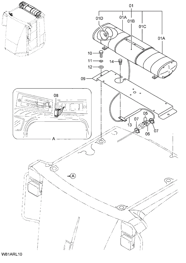 Схема запчастей Hitachi ZW250 - 149_DIFFUSED LIGHT BEACON(ROTATION TYPE)(RLY005) (000101-004999, 005101-). 05 ELECTRICAL SYSTEM