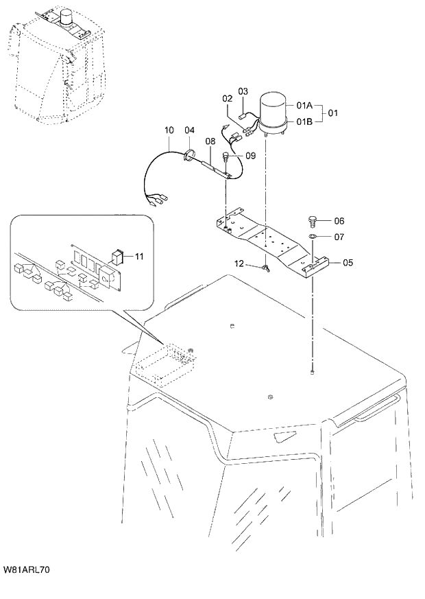 Схема запчастей Hitachi ZW250 - 151_YELLOW ROTARY BEACON 6CH,HCH (RLY201) (005101-007999). 05 ELECTRICAL SYSTEM