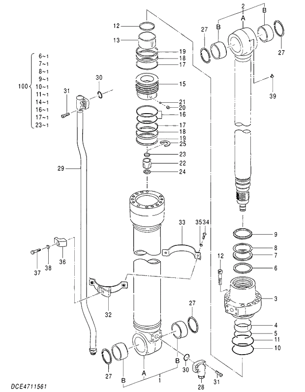 Схема запчастей Hitachi ZX210LCK-5G - 003 CYL.;ARM 05 CYLINDER