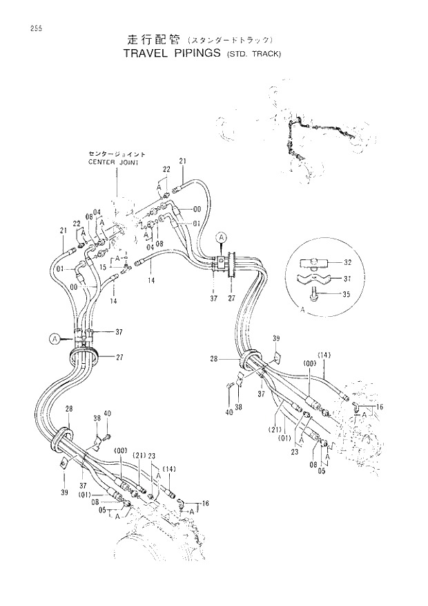 Схема запчастей Hitachi EX200-3 - 255 TRAVEL PIPINGS STD. TRACK. 02UNDERCARRIAGE