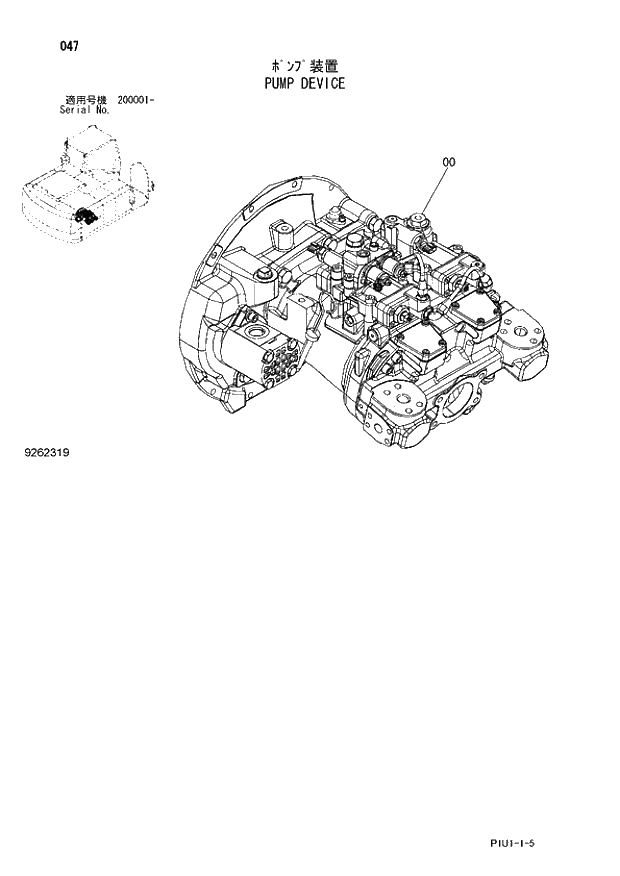Схема запчастей Hitachi ZX210LCK-3 - 047 PUMP DEVICE. 01 UPPERSTRUCTURE