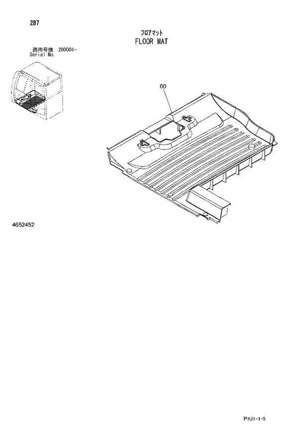 Схема запчастей Hitachi ZX210LCK-3 - 287 FLOOR MAT. 01 UPPERSTRUCTURE