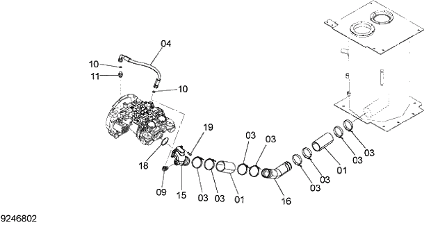 Схема запчастей Hitachi ZX280LC-5G - 001 SUCTION PIPING 04 HYDRAULIC PIPING
