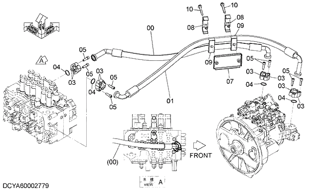 Схема запчастей Hitachi ZX280-5G - 002 DELIVERY PIPING 04 HYDRAULIC PIPING