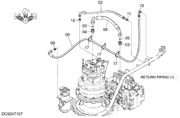 Схема запчастей Hitachi ZX280-5G - 005 DRAIN PIPING 04 HYDRAULIC PIPING