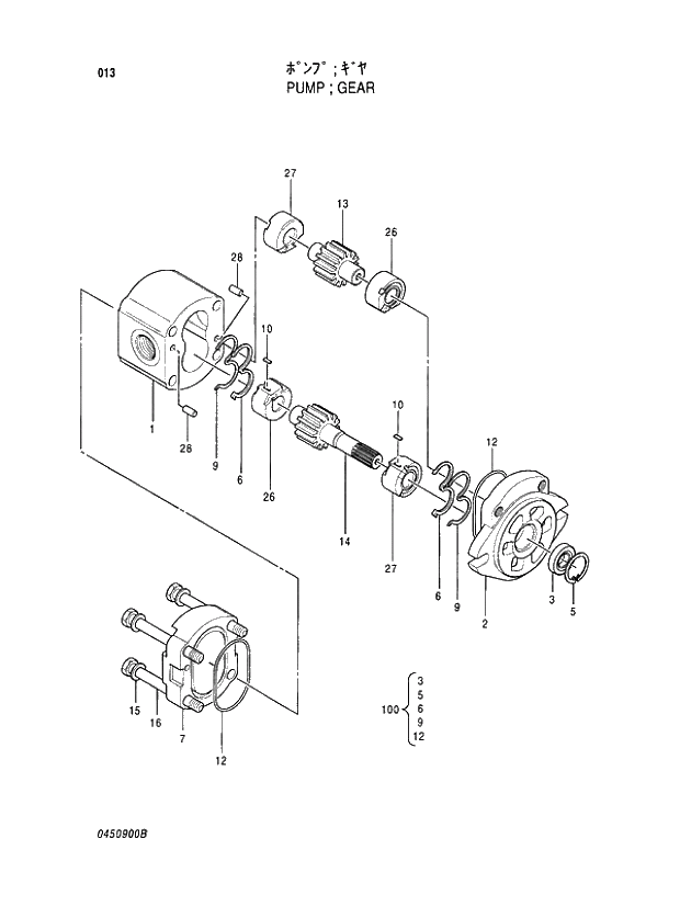 Схема запчастей Hitachi EX400LC-5 - 013 PUMP;GEAR 01 PUMP