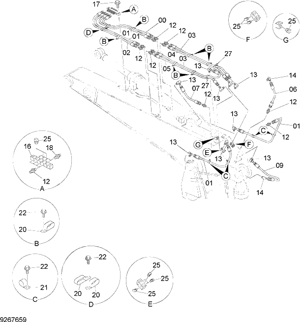 Схема запчастей Hitachi ZX470LC-5G - 035 LUBRICATE PIPING (BE,BER ARM 2.9m) 14 FRONT-END ATTACHMENTS