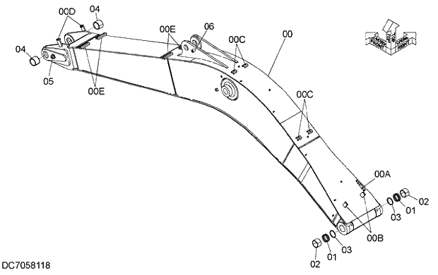 Схема запчастей Hitachi ZX280LC-5G - 001 BOOM 12 FRONT-END ATTACHMENTS